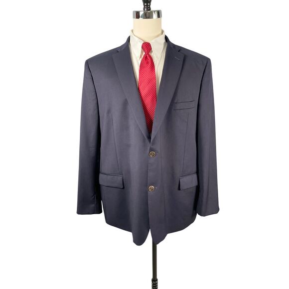 Joseph & Feiss Gold Classic Fit Blazer 52R Navy 100% Wool Two Button - Picture 1 of 13